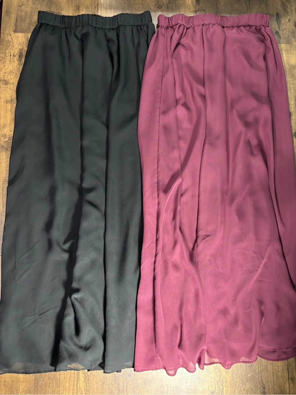 Set of 2 SHEER Maxi Skirts in Black and Burgundy small Ethereal Ballet Feminine